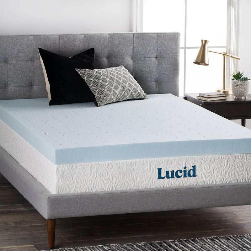 LUCID 4 Inch Gel Memory Foam Mattress Topper-Ventilated Design-Ultra Plush-Twin XL - Image 1